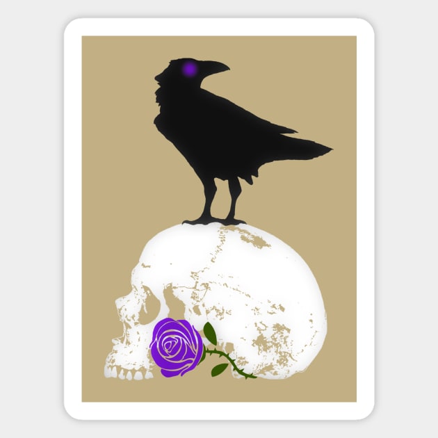 The Raven and the Purple Rose Magnet by RawSunArt